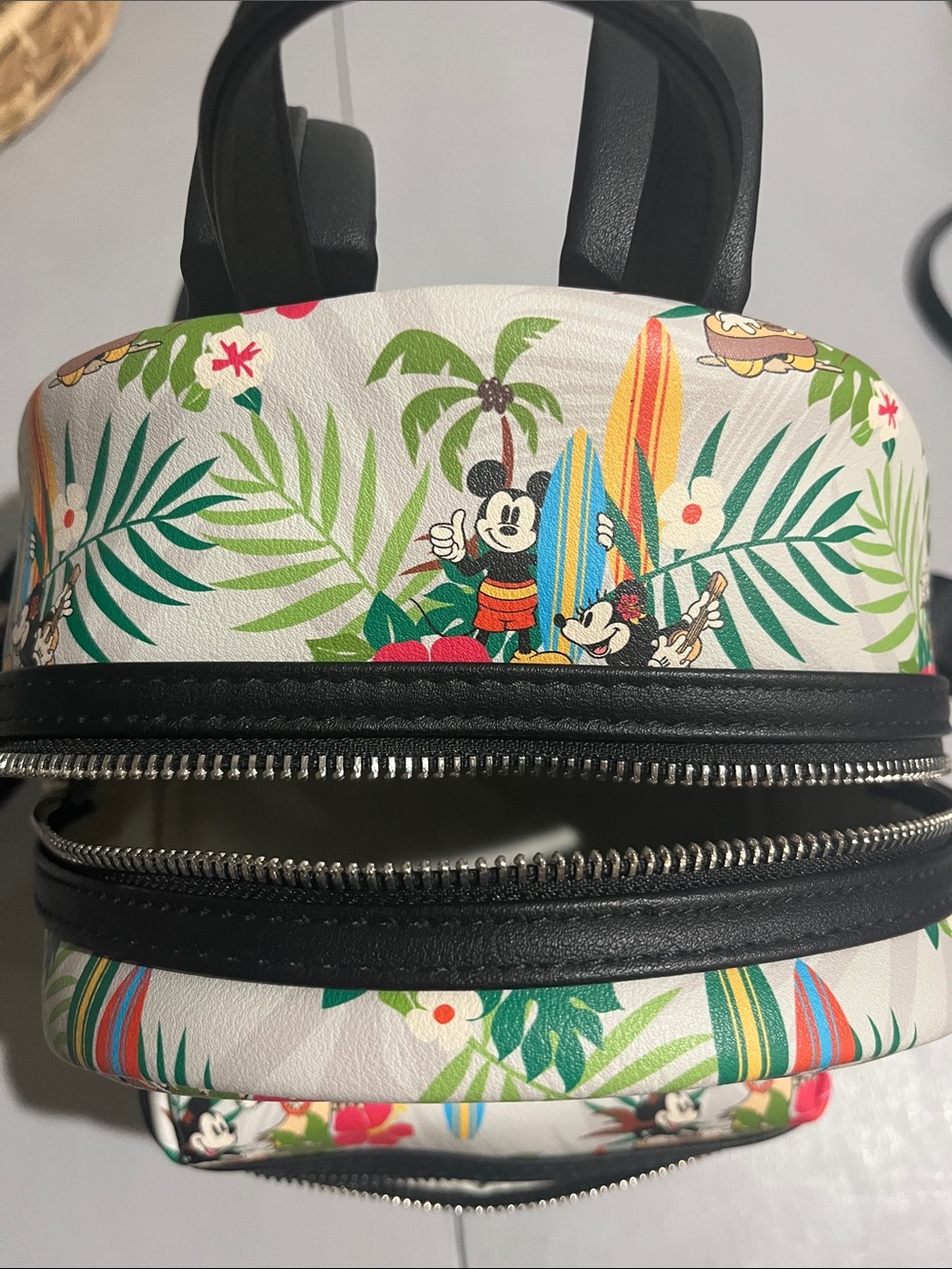 Loungefly White Tropical Mickey Surf Mini Backpack - Picture 7 of 11
